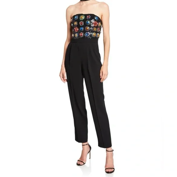 Alice + Olivia Black Jumpsuit Wide-Leg Design - Picture 1 of 8